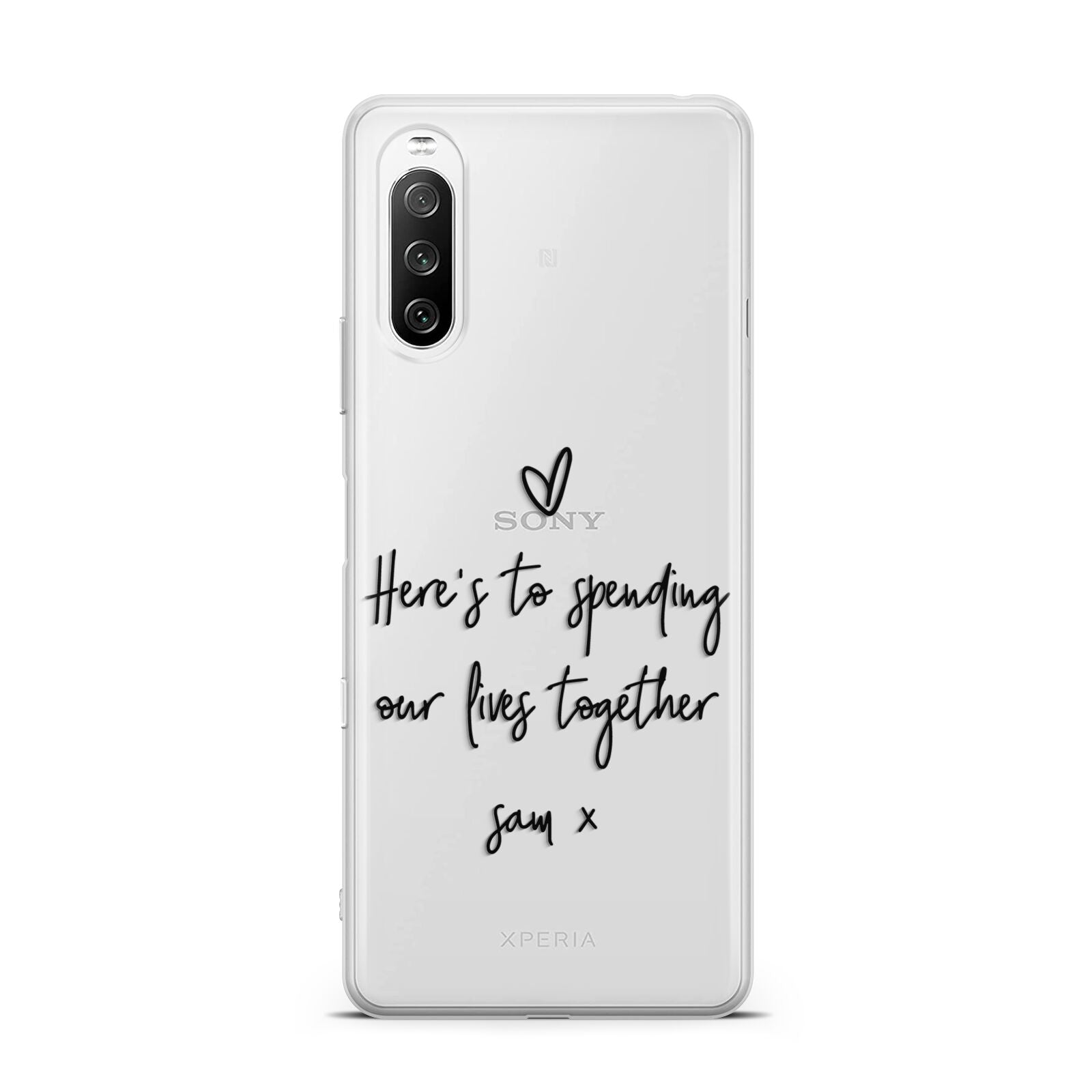 Personalised Valentines Message Name Black Sony Xperia 10 III Case