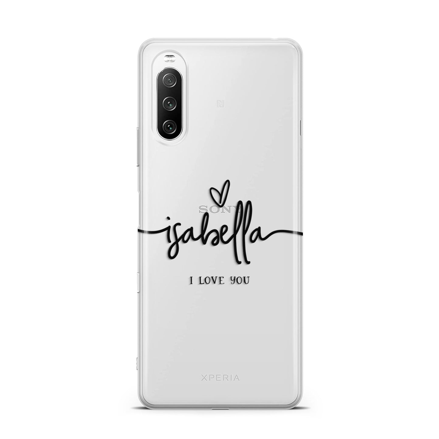 Personalised Valentines Name Clear Black Sony Xperia 10 III Case