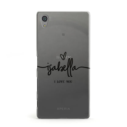 Personalised Valentines Name Clear Black Sony Xperia Case