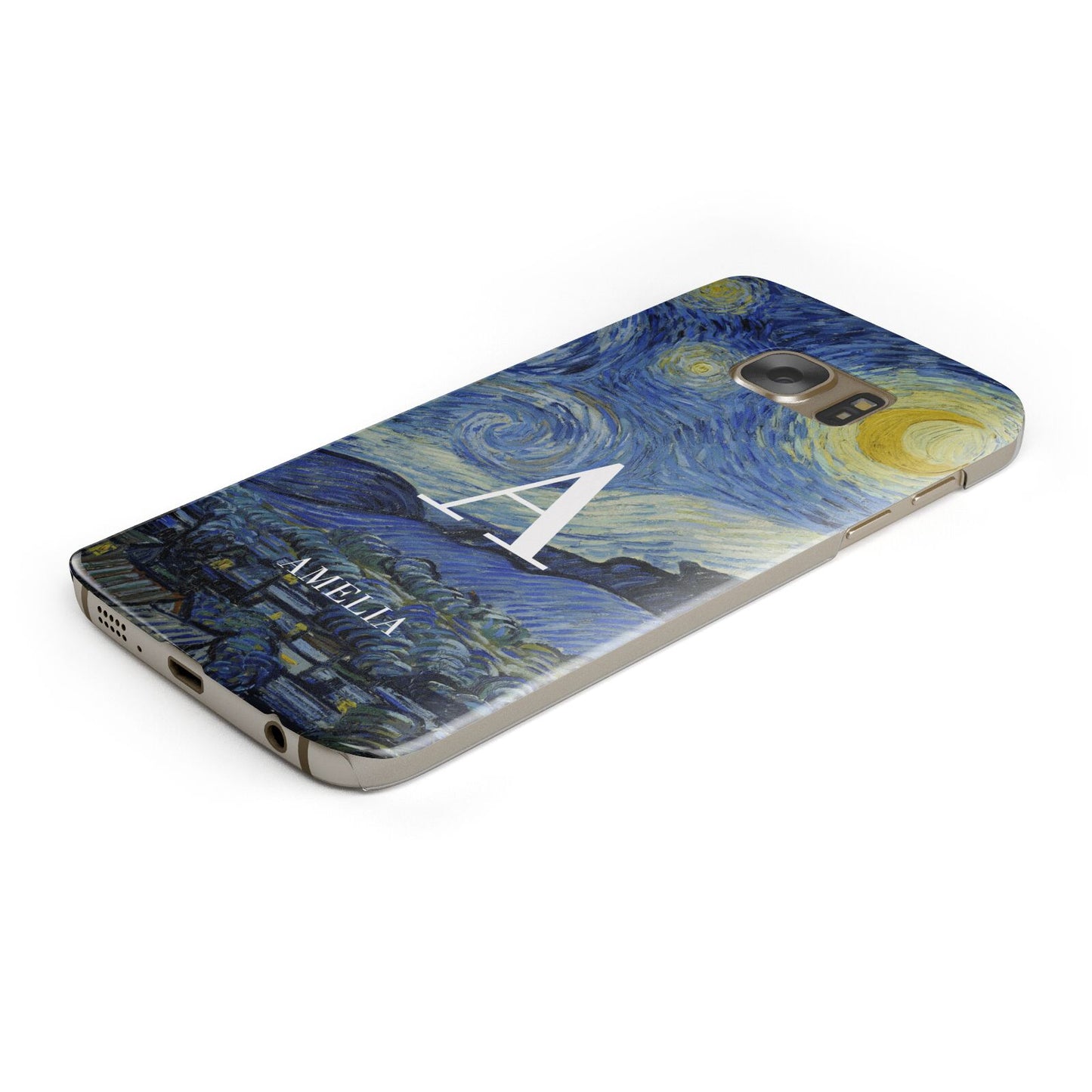 Personalised Van Gogh Starry Night Protective Samsung Galaxy Case Angled Image