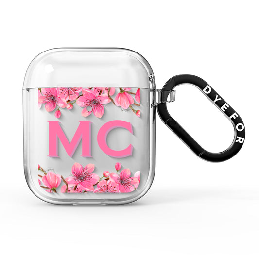 Personalised Vibrant Cherry Blossom Pink AirPods Clear Case