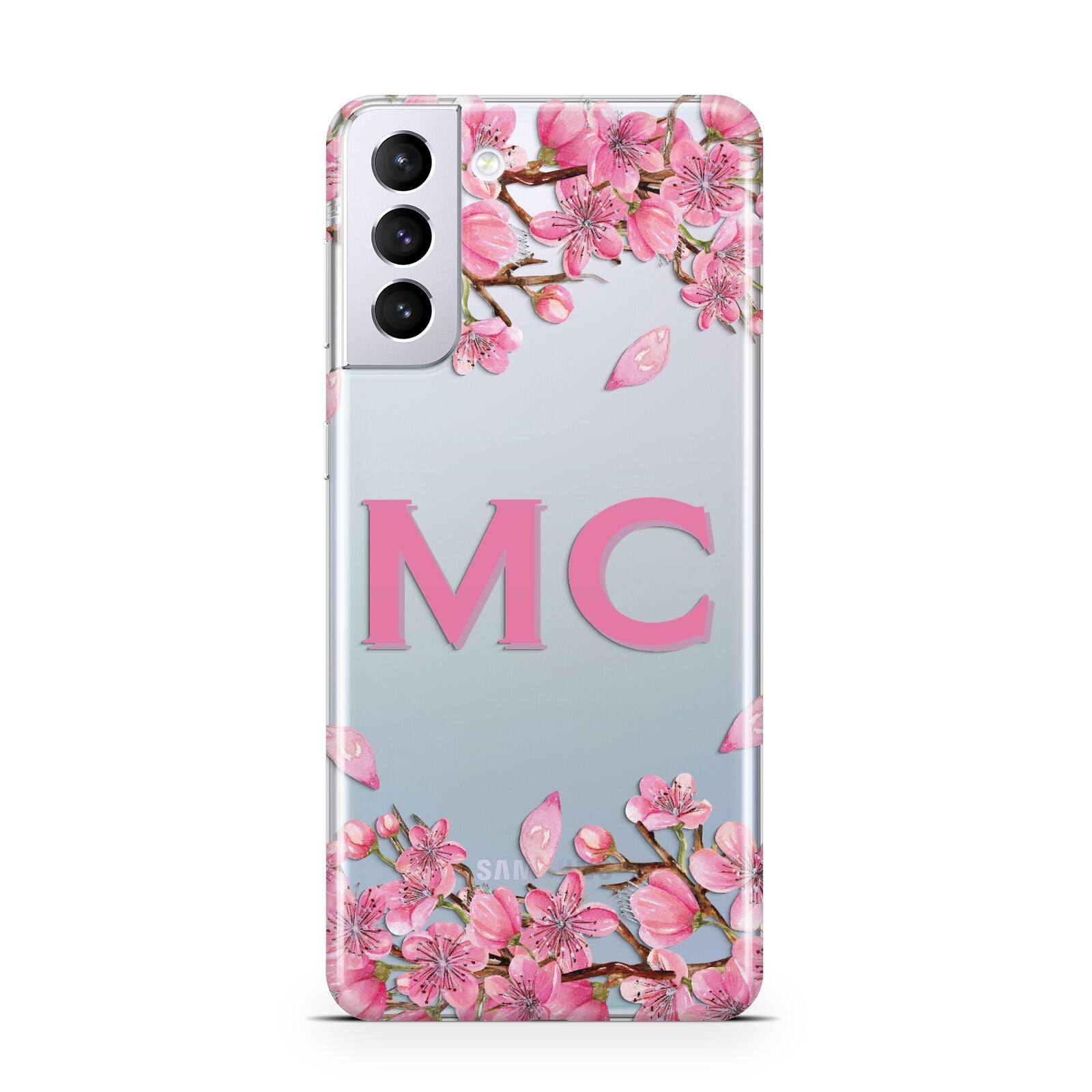 Personalised Vibrant Cherry Blossom Pink Samsung S21 Plus Case