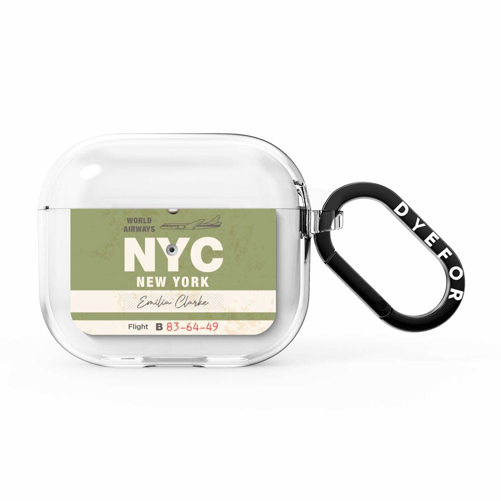 Personalised Vintage Baggage Tag AirPods Clear Case 3rd Gen