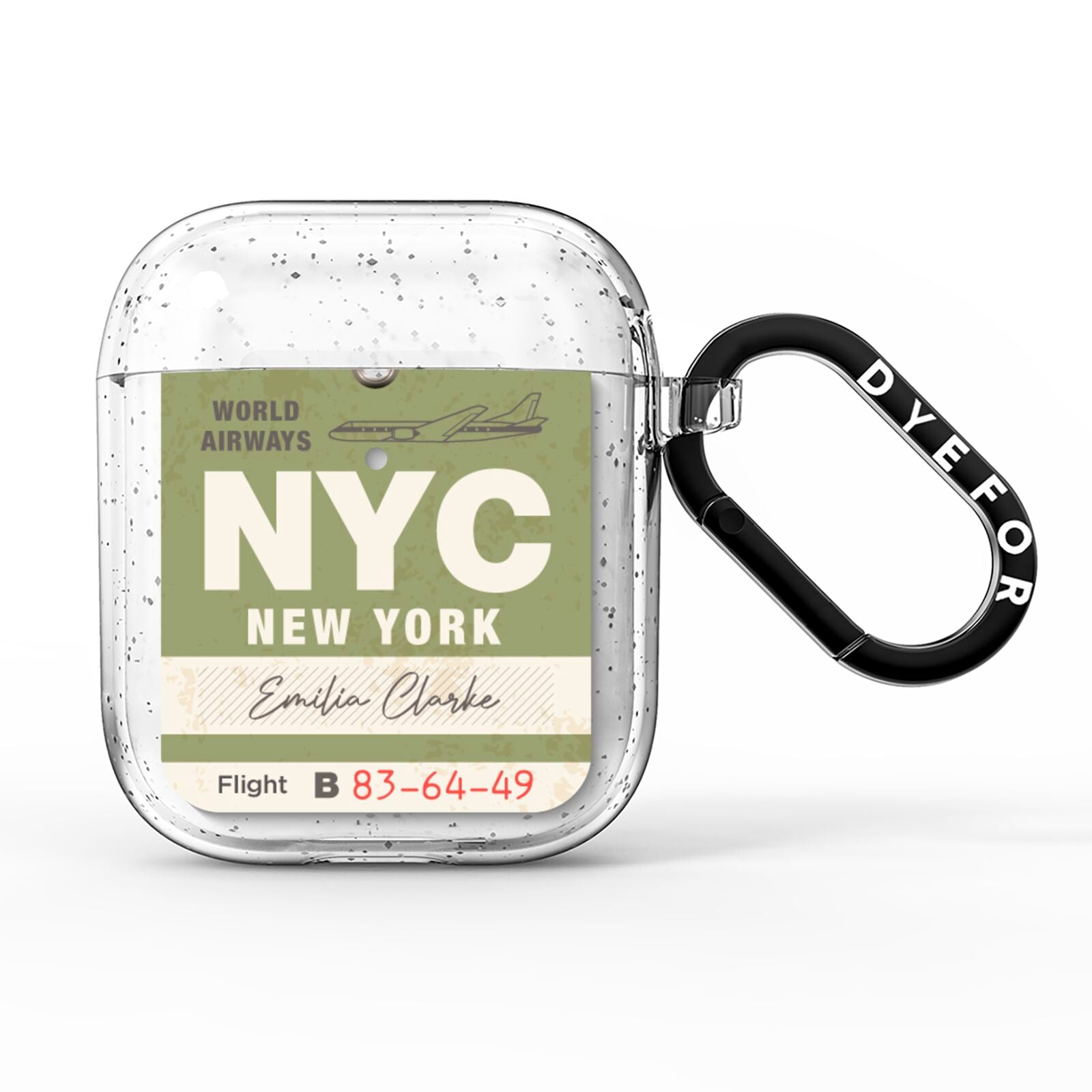 Personalised Vintage Baggage Tag AirPods Glitter Case