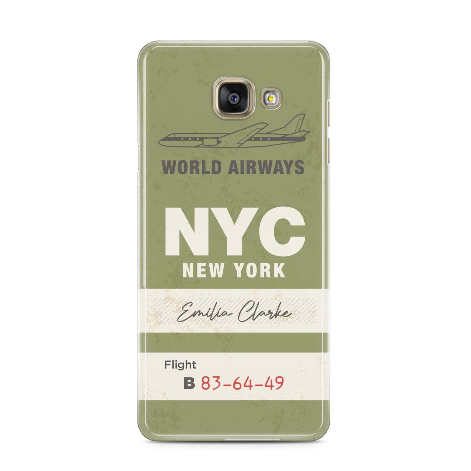 Personalised Vintage Baggage Tag Samsung Galaxy A3 2016 Case on gold phone