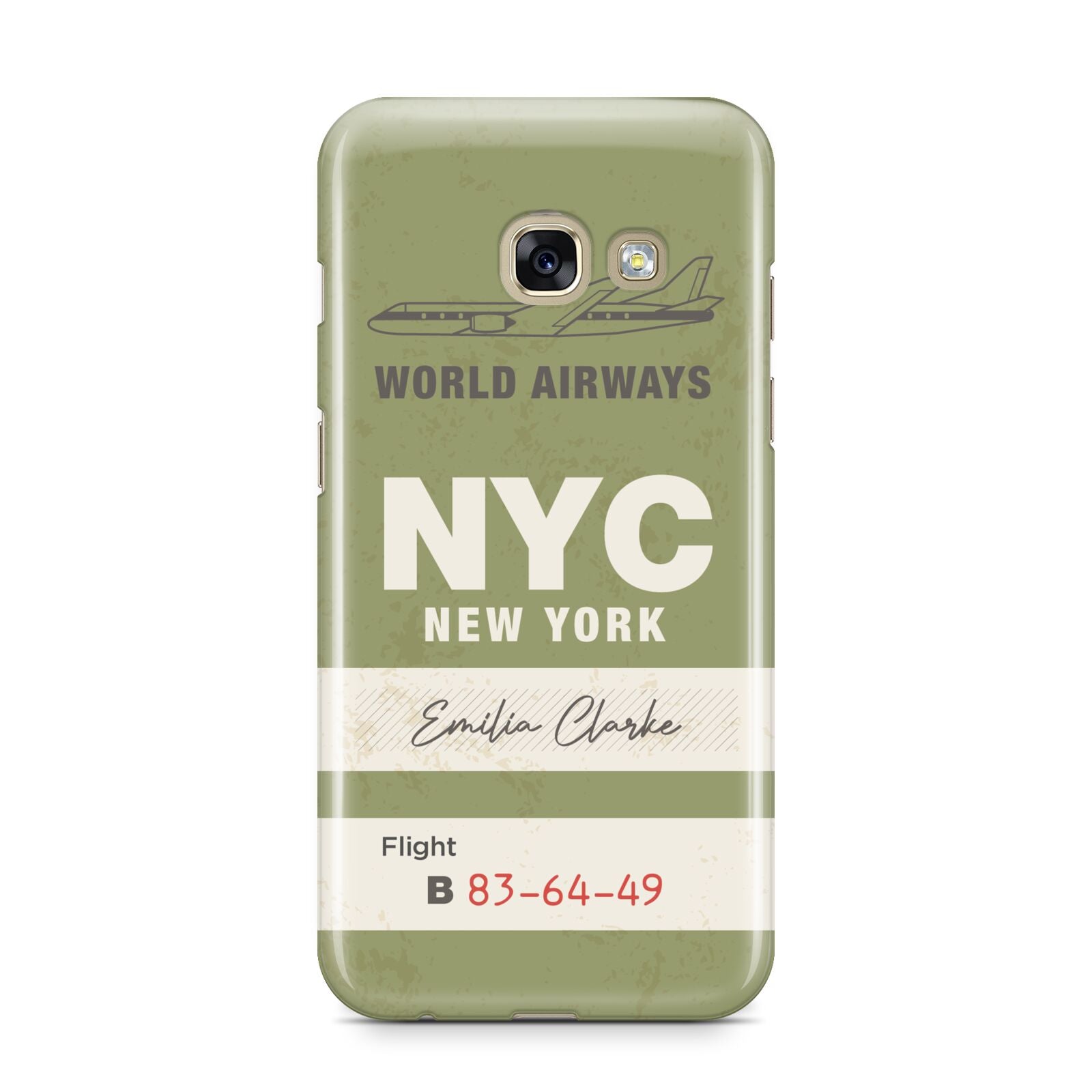 Personalised Vintage Baggage Tag Samsung Galaxy A3 2017 Case on gold phone