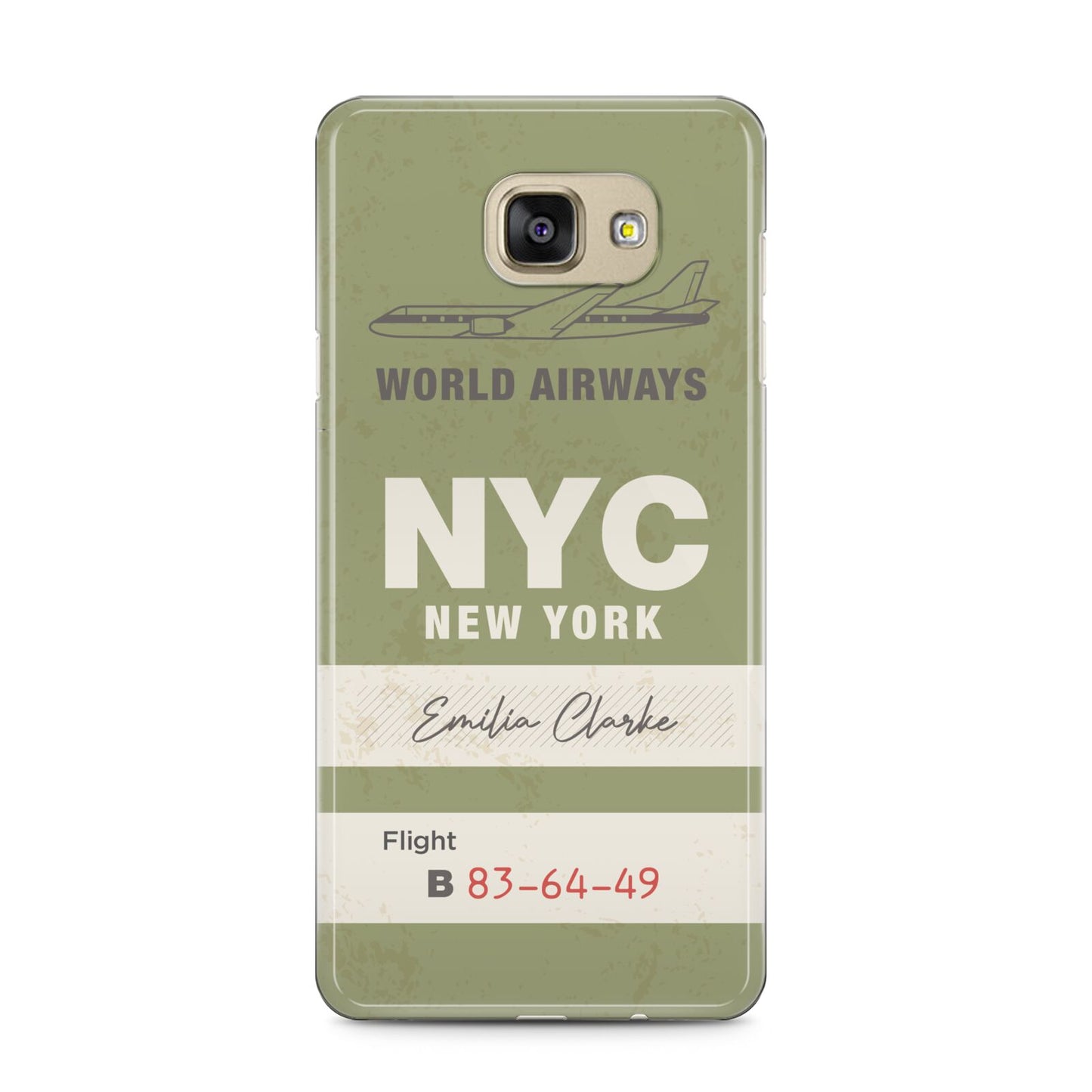 Personalised Vintage Baggage Tag Samsung Galaxy A5 2016 Case on gold phone
