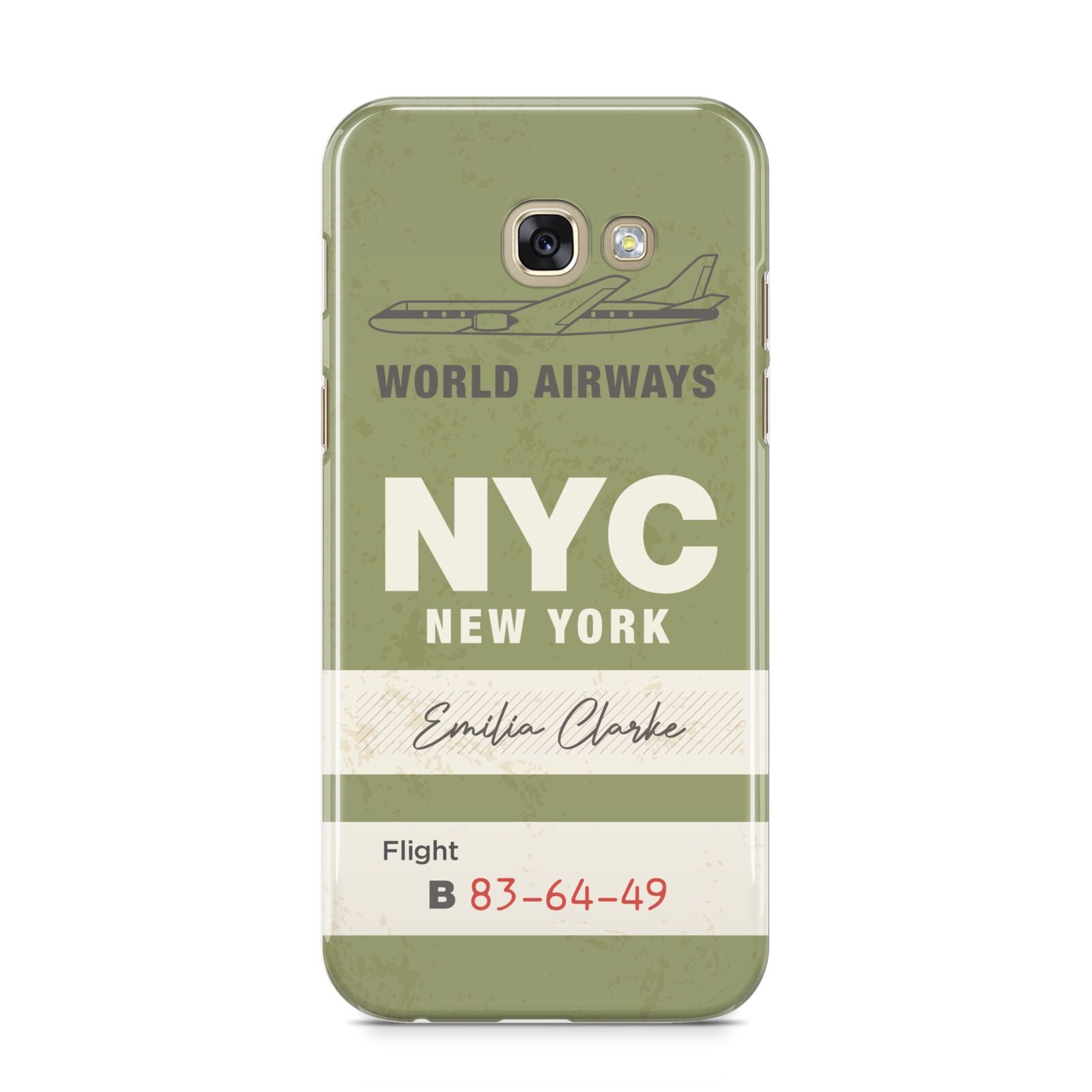 Personalised Vintage Baggage Tag Samsung Galaxy A5 2017 Case on gold phone