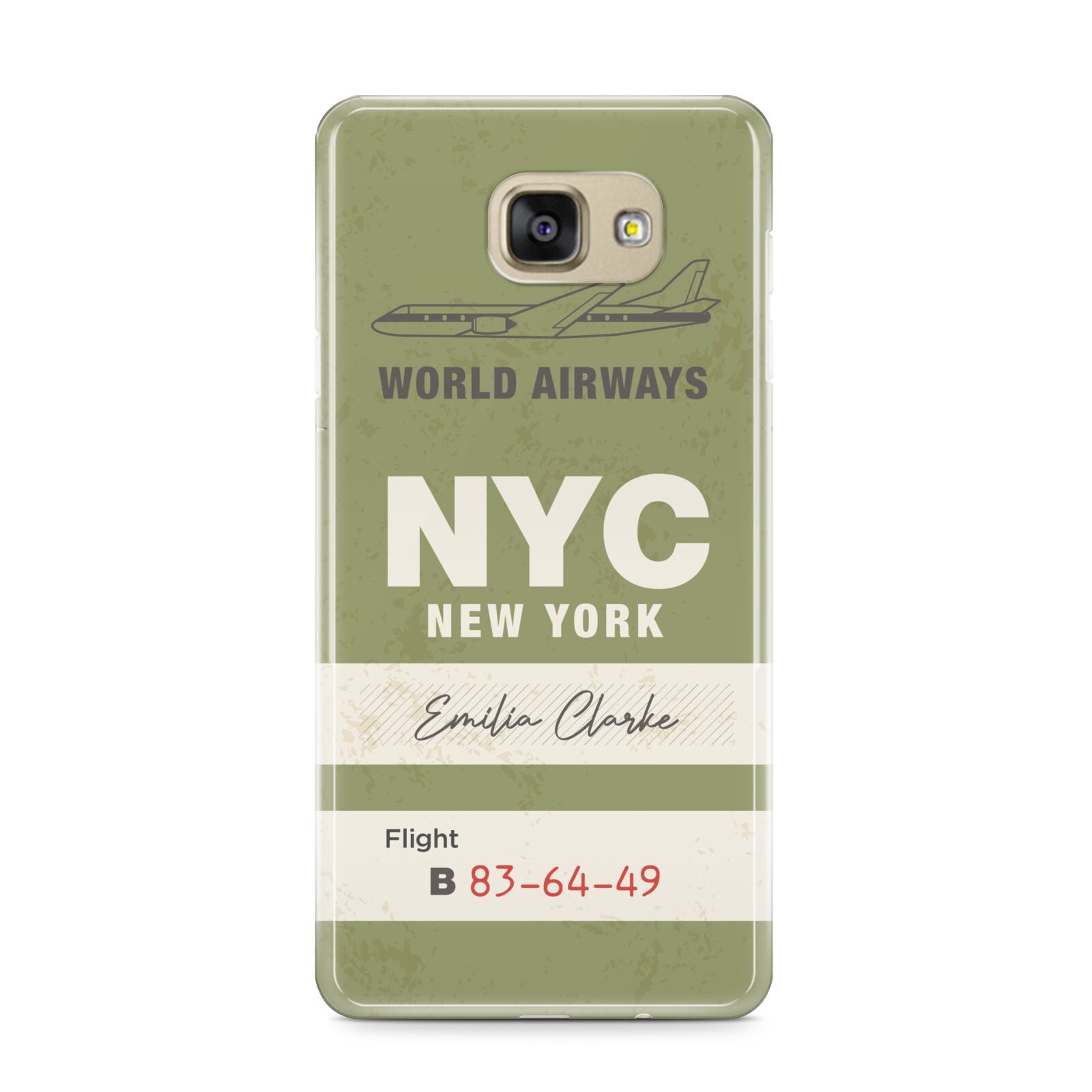 Personalised Vintage Baggage Tag Samsung Galaxy A9 2016 Case on gold phone
