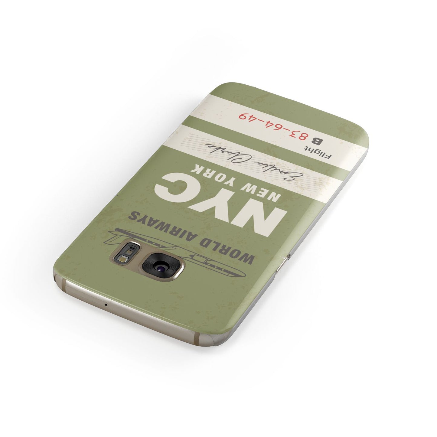 Personalised Vintage Baggage Tag Samsung Galaxy Case Front Close Up