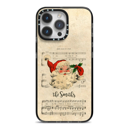 Personalised Vintage Christmas iPhone 14 Pro Max Black Impact Case on Silver phone