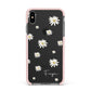 Personalised Vintage Daisy Apple iPhone Xs Max Impact Case Pink Edge on Black Phone