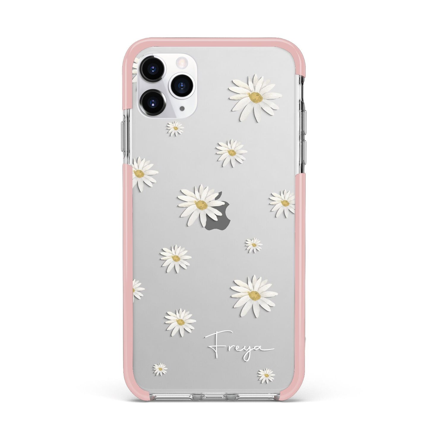 Personalised Vintage Daisy iPhone 11 Pro Max Impact Pink Edge Case