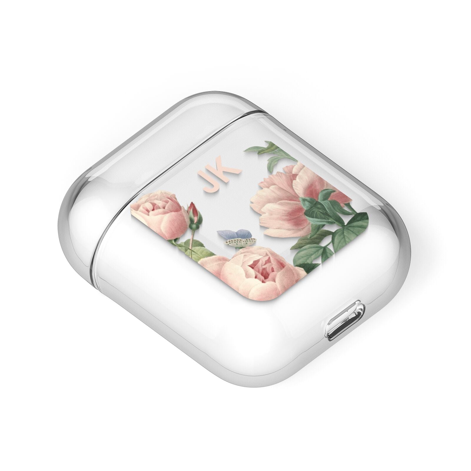 Personalised Vintage Flowers AirPods Case Laid Flat