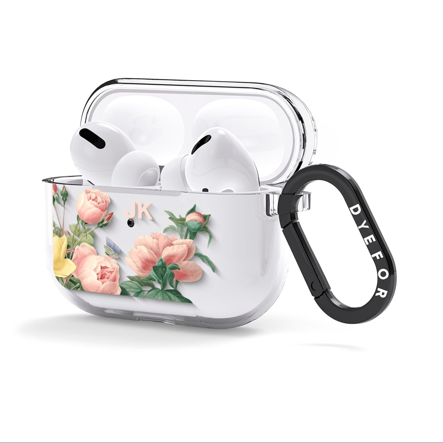 Personalised Vintage Flowers AirPods Clear Case 3rd Gen Side Image