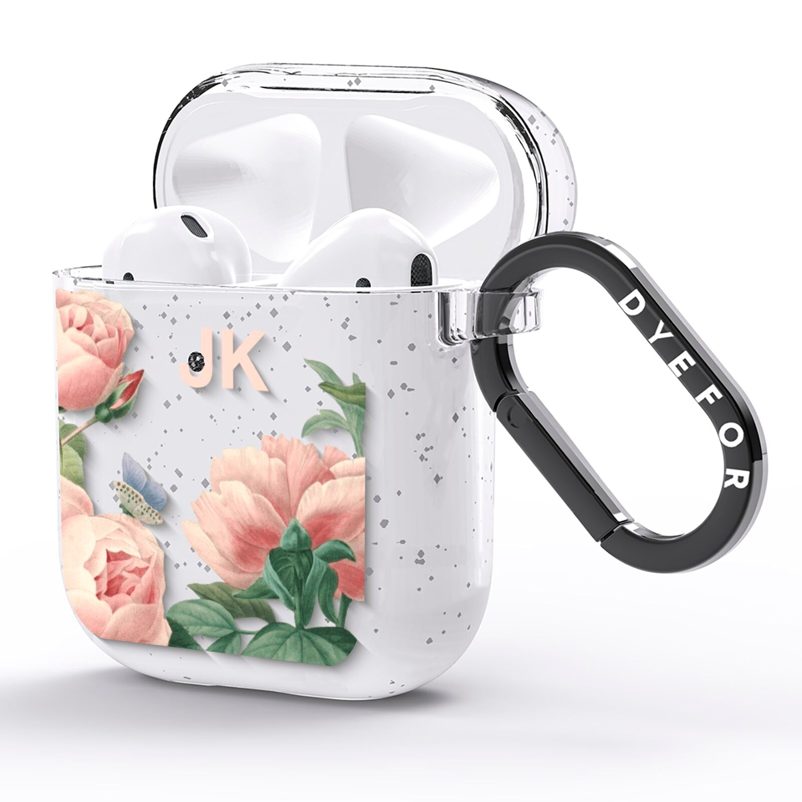 Personalised Vintage Flowers AirPods Glitter Case Side Image