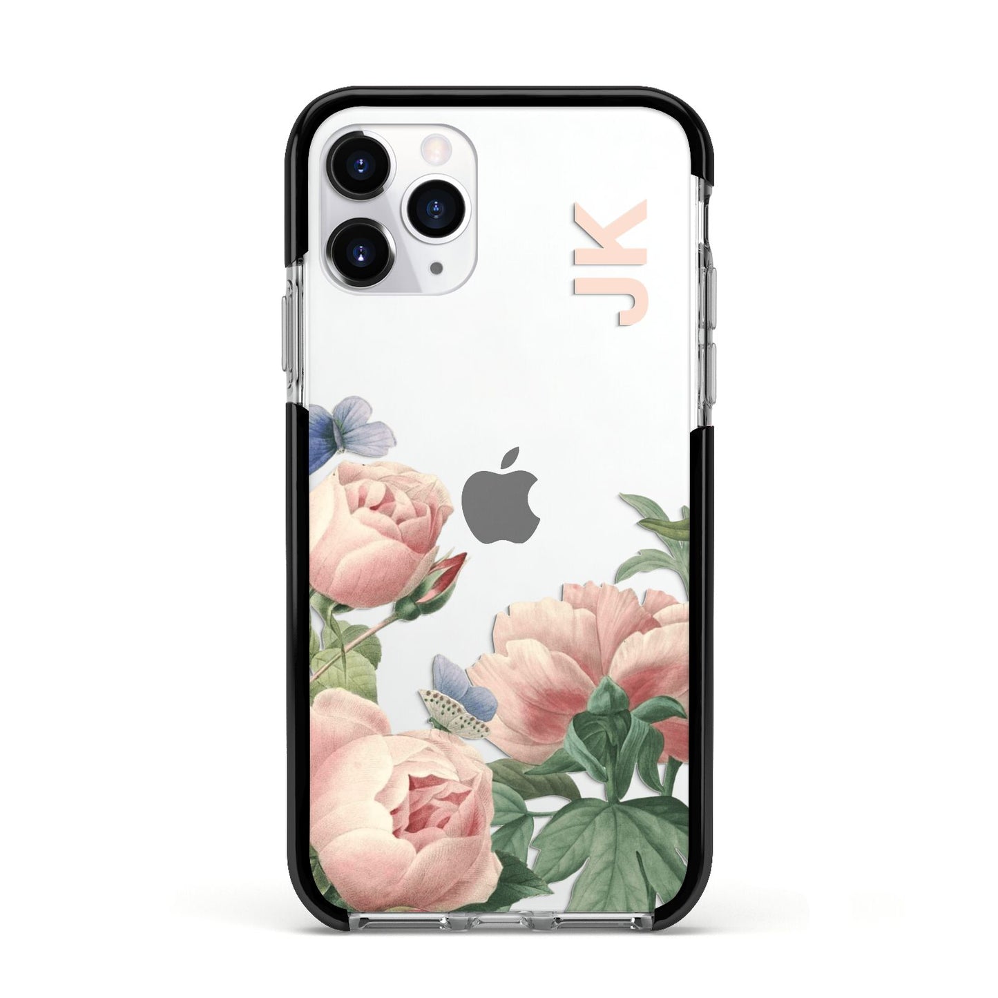 Personalised Vintage Flowers Apple iPhone 11 Pro in Silver with Black Impact Case