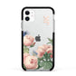 Personalised Vintage Flowers Apple iPhone 11 in White with Black Impact Case