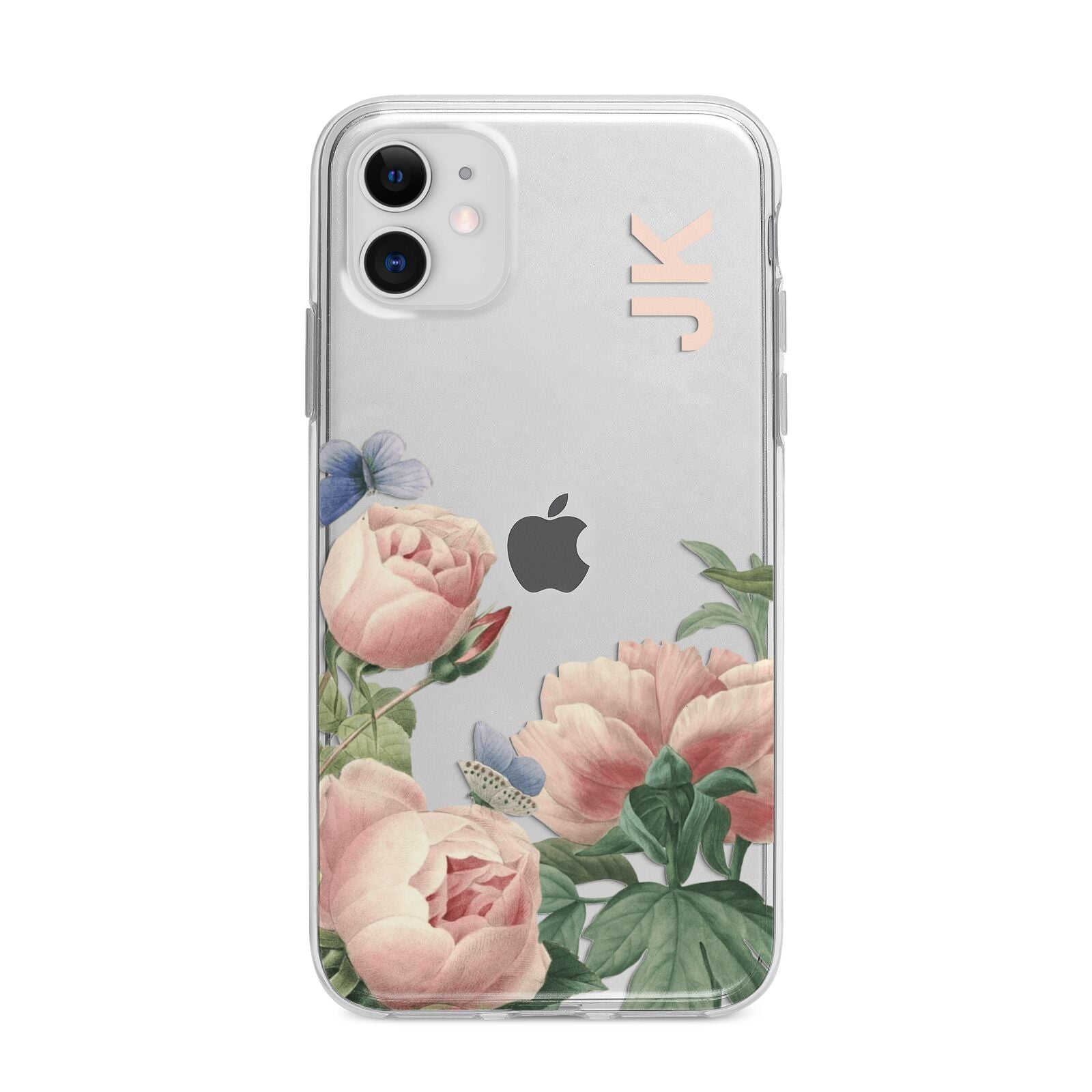 Personalised Vintage Flowers Apple iPhone 11 in White with Bumper Case