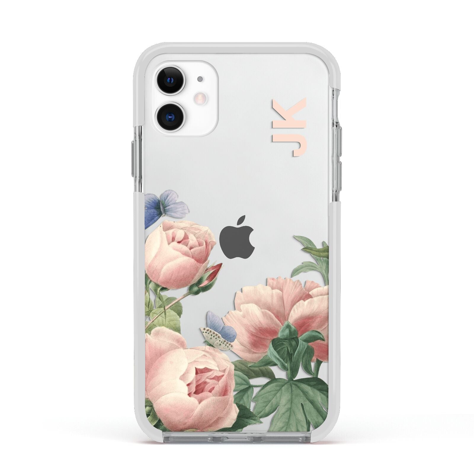 Personalised Vintage Flowers Apple iPhone 11 in White with White Impact Case