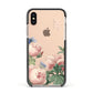 Personalised Vintage Flowers Apple iPhone Xs Impact Case Black Edge on Gold Phone