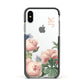 Personalised Vintage Flowers Apple iPhone Xs Impact Case Black Edge on Silver Phone