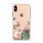 Personalised Vintage Flowers Apple iPhone Xs Impact Case Pink Edge on Gold Phone