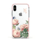 Personalised Vintage Flowers Apple iPhone Xs Impact Case Pink Edge on Silver Phone