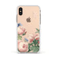 Personalised Vintage Flowers Apple iPhone Xs Impact Case White Edge on Gold Phone