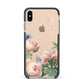 Personalised Vintage Flowers Apple iPhone Xs Max Impact Case Black Edge on Gold Phone