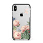 Personalised Vintage Flowers Apple iPhone Xs Max Impact Case Black Edge on Silver Phone