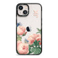 Personalised Vintage Flowers iPhone 13 Black Impact Case on Silver phone