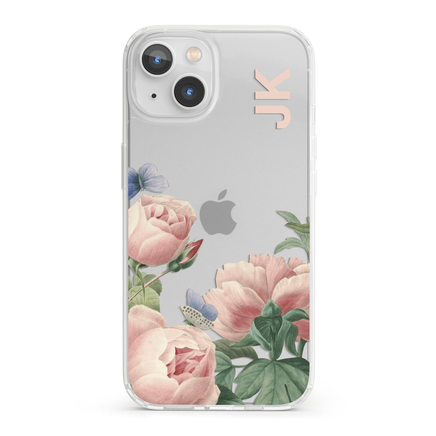 Personalised Vintage Flowers iPhone 13 Clear Bumper Case