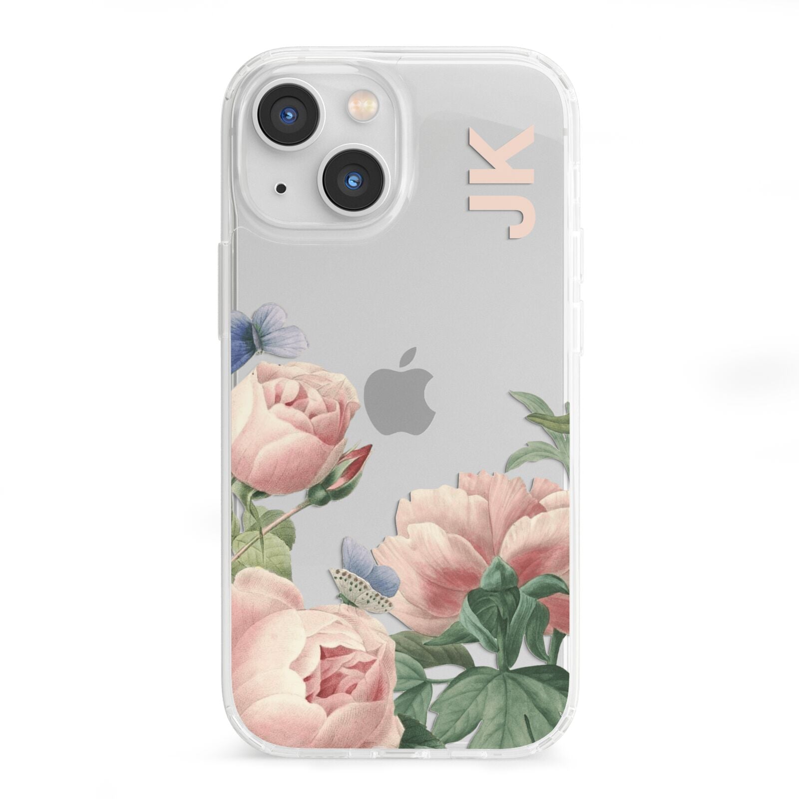 Personalised Vintage Flowers iPhone 13 Mini Clear Bumper Case