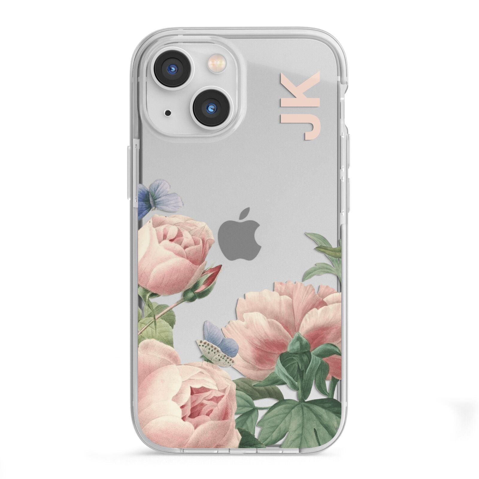 Personalised Vintage Flowers iPhone 13 Mini TPU Impact Case with White Edges