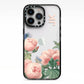 Personalised Vintage Flowers iPhone 13 Pro Black Impact Case on Silver phone