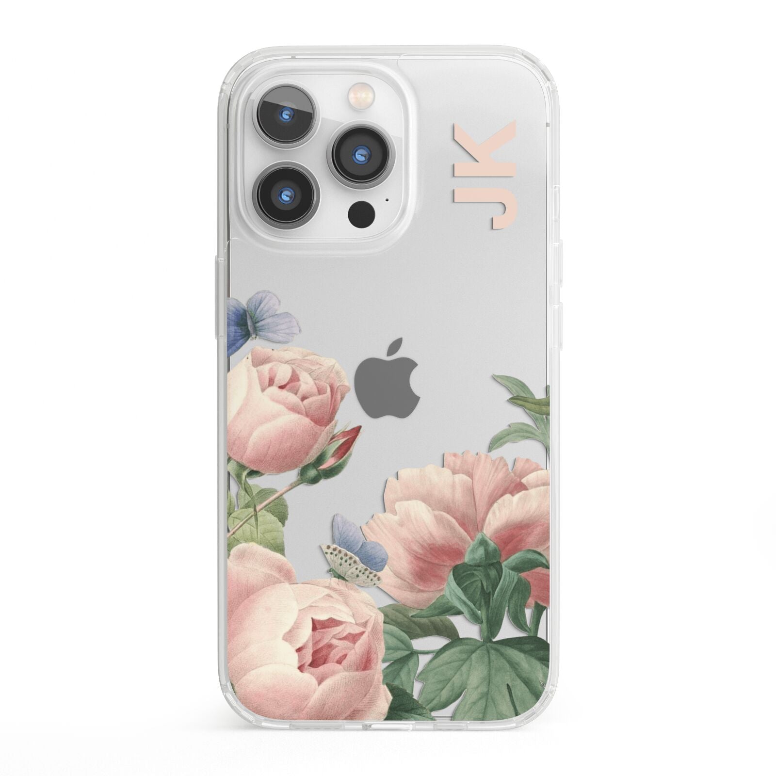 Personalised Vintage Flowers iPhone 13 Pro Clear Bumper Case