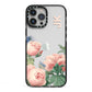 Personalised Vintage Flowers iPhone 13 Pro Max Black Impact Case on Silver phone