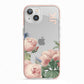 Personalised Vintage Flowers iPhone 13 TPU Impact Case with Pink Edges