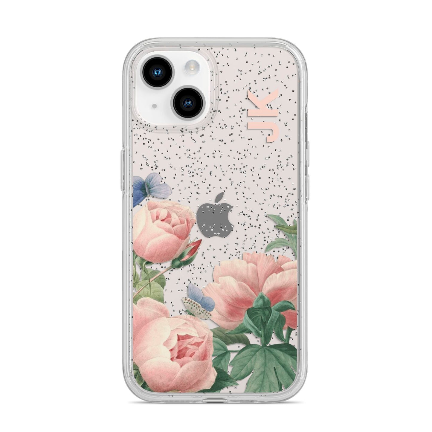 Personalised Vintage Flowers iPhone 14 Glitter Tough Case Starlight