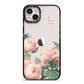 Personalised Vintage Flowers iPhone 14 Plus Black Impact Case on Silver phone