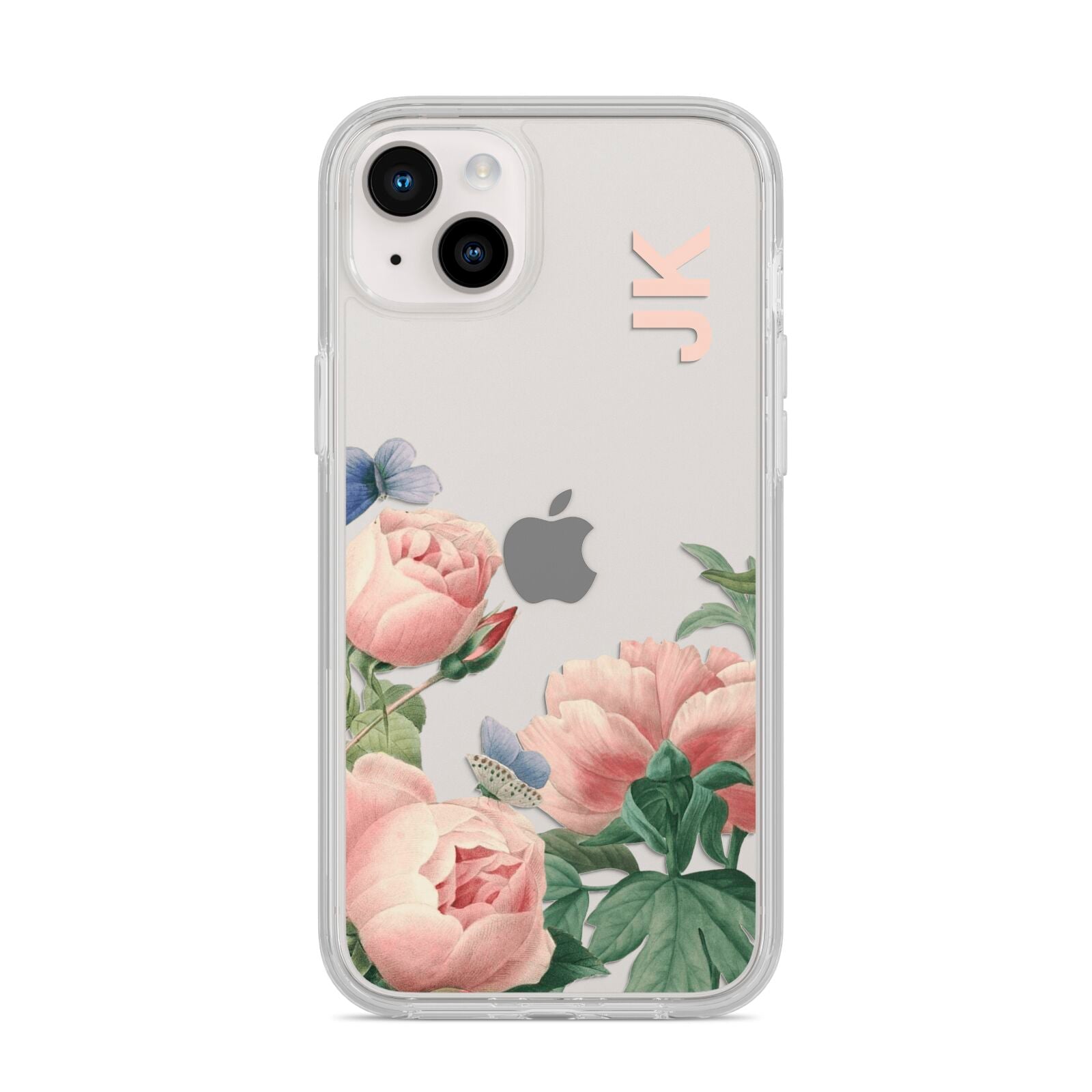 Personalised Vintage Flowers iPhone 14 Plus Clear Tough Case Starlight