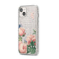 Personalised Vintage Flowers iPhone 14 Plus Glitter Tough Case Starlight Angled Image