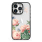 Personalised Vintage Flowers iPhone 14 Pro Black Impact Case on Silver phone