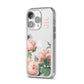 Personalised Vintage Flowers iPhone 14 Pro Clear Tough Case Silver Angled Image