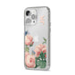 Personalised Vintage Flowers iPhone 14 Pro Max Clear Tough Case Silver Angled Image