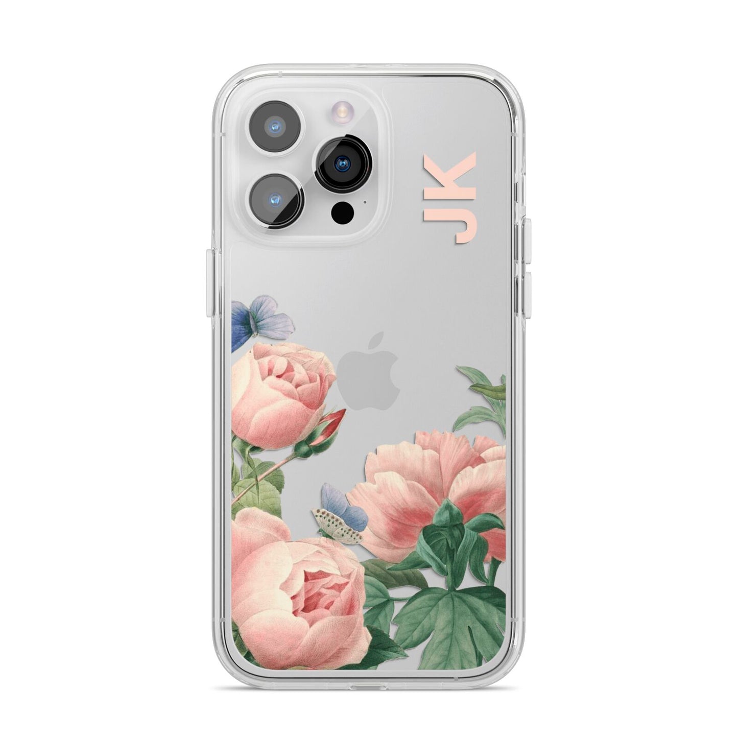 Personalised Vintage Flowers iPhone 14 Pro Max Clear Tough Case Silver