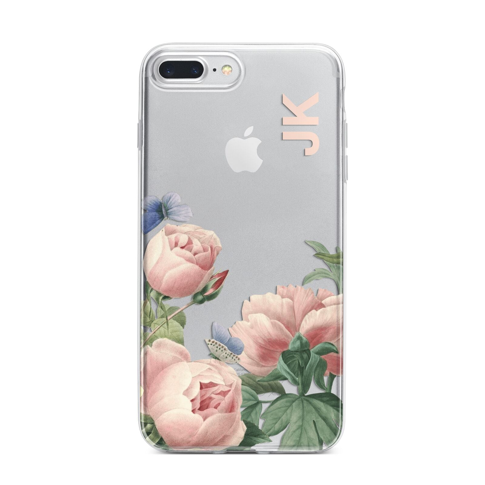 Personalised Vintage Flowers iPhone 7 Plus Bumper Case on Silver iPhone