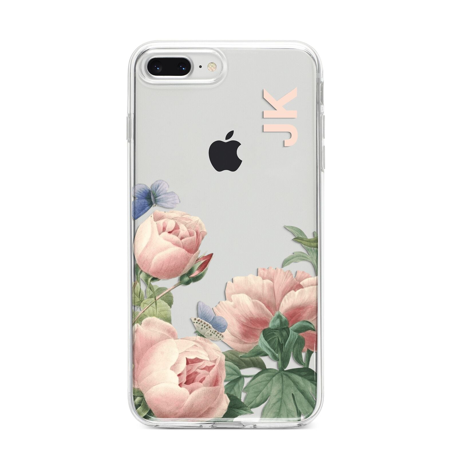 Personalised Vintage Flowers iPhone 8 Plus Bumper Case on Silver iPhone