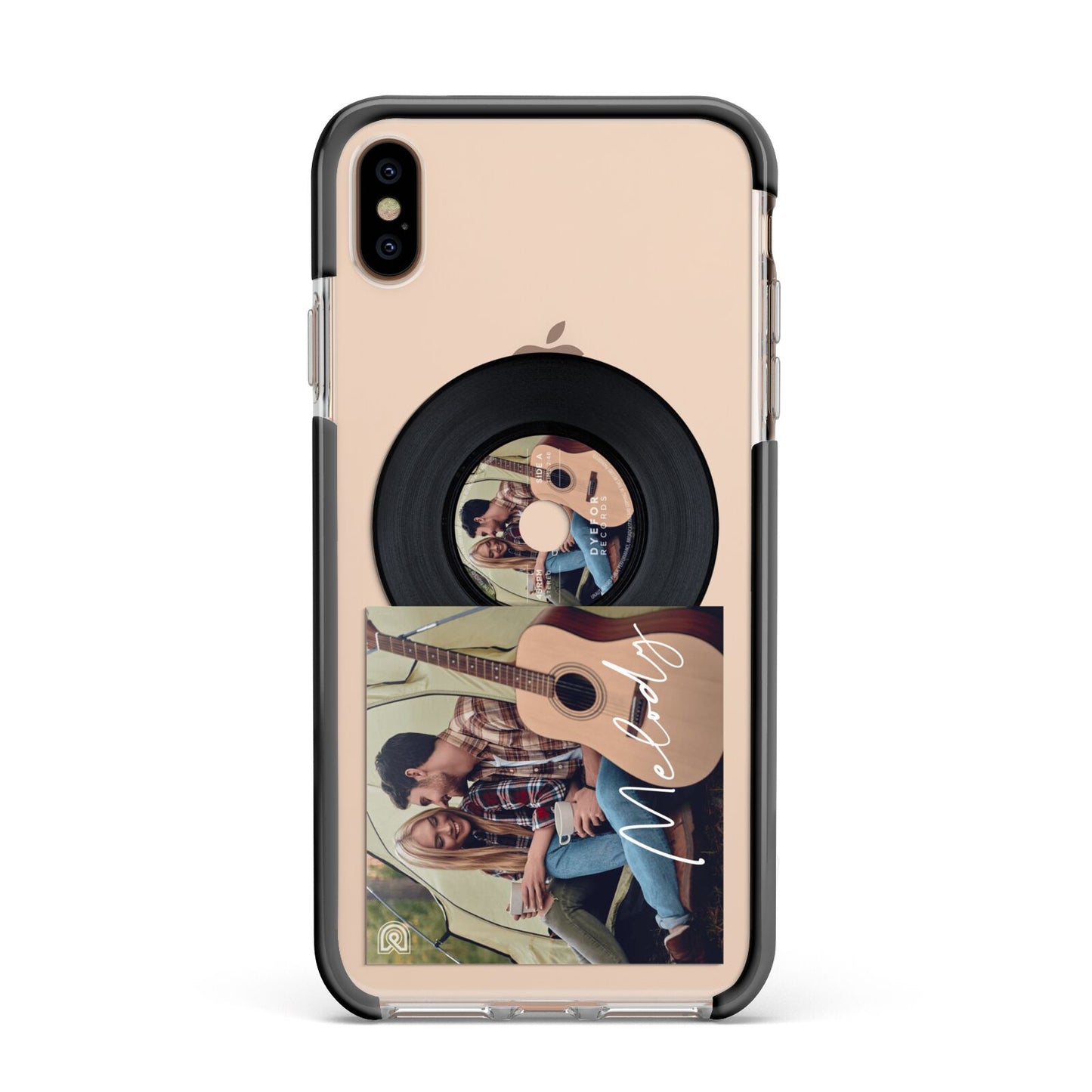 Personalised Vinyl Record Apple iPhone Xs Max Impact Case Black Edge on Gold Phone